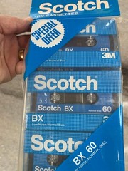 Vintage 1980s 3-Pack Scotch/3M BX Cassette Tapes 60 min Low Noise Sealed/New