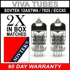 Gain Matched Pair (2) Sovtek 12AX7WA 7025 ECC83 Vacuum Tubes – Brand New