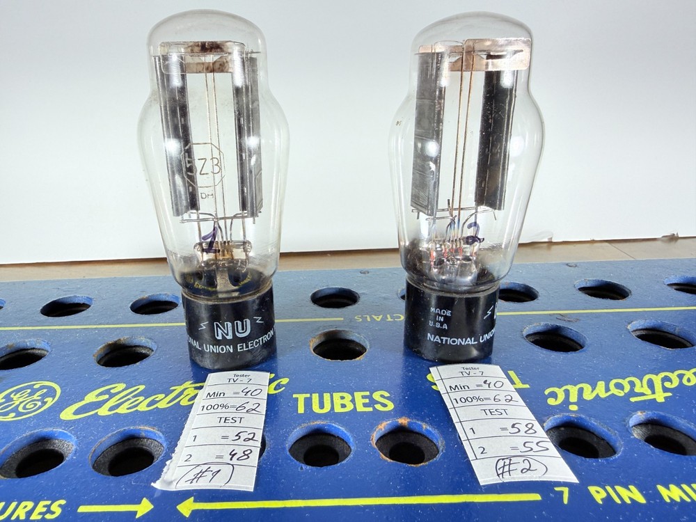 Pair NU 5Z3 Hanging Filament Same Date Tested Good Tube