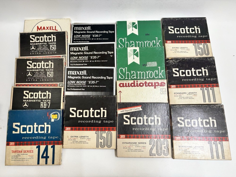 LOT OF 16 MAXELL & SCOTCH SOUND RECORDING REEL-TO-REEL AUDIO TAPES 7″ UNTESTED