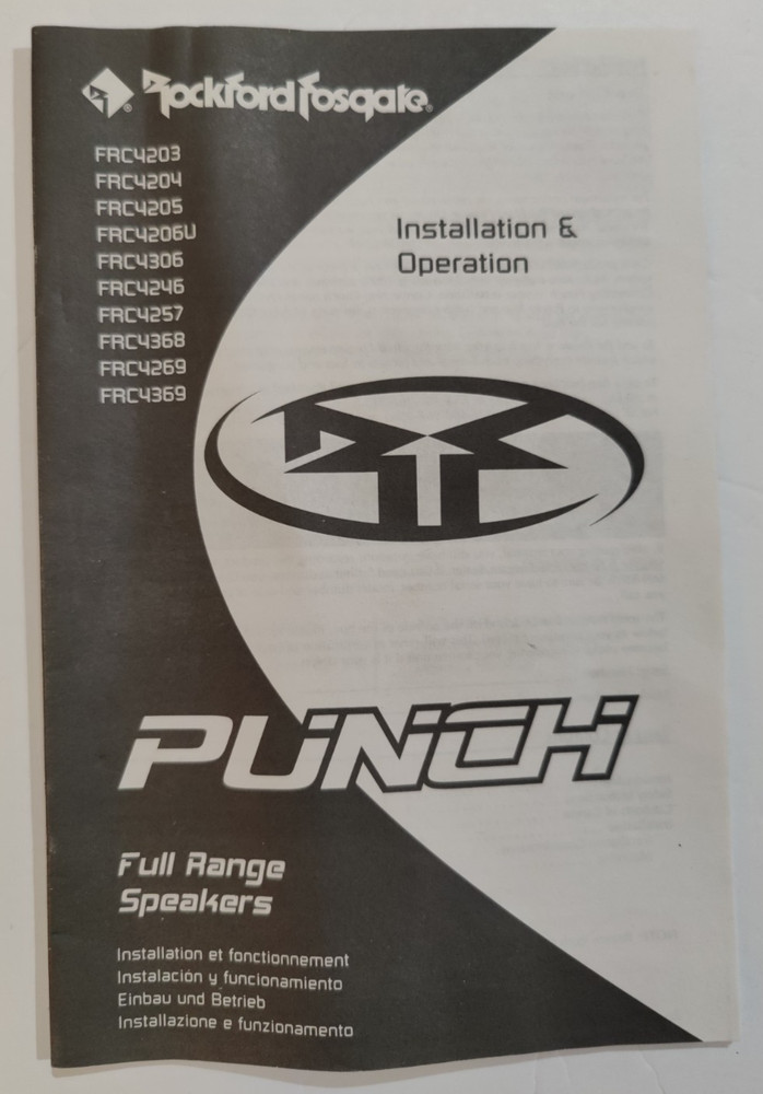 Rockford Fosgate Punch FRC Series Installation & Operation Manual