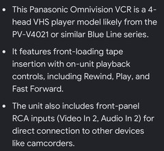 Panasonic Omnivision PV-V4021 Blue Line 4-Head VHS VCR Player No Remote Tested