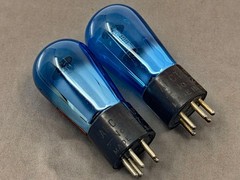 Matched Pair Arcturus No 127 Blue Globe Tube Engraved Base Tests Strong