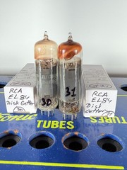 Matched Pair RCA 7189 EL84 6BQ5 Disk Getter Tested Good Tube