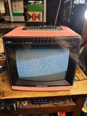 Vintage Emerson 10″ Color TV EC12P Pink 1985 Powers On!! Television 1980’s