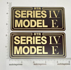 RTR Series 4 Model E Speaker Badge GOLD Emblem Square Aluminum Pair Self Stick