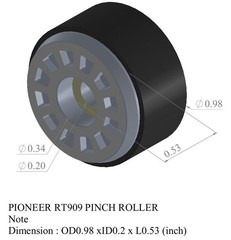 Pioneer RT-909 Pinch Roller (Single)–Green Color –Precision Replacement–1Yr WRT