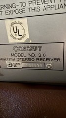 Vintage Concept 2.0 AM/FM Stereo Receiver – turns on, somewhat tested READ