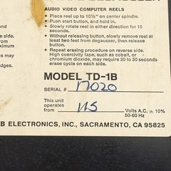 Audiolab Electronics TD-1B Bulk Tape Eraser Degausser