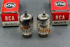 NOS Pair Amperex RCA 417A 5842 Gold Pins Square Getters Test NOS TV-7B/U