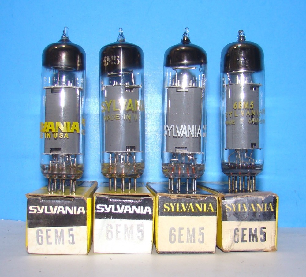 6EM5 NOS Sylvania vintage radio audio amplifier vacuum tubes 4 valves USA 6EM5