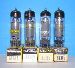 6EM5 NOS Sylvania vintage radio audio amplifier vacuum tubes 4 valves USA 6EM5