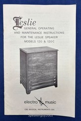 Original Leslie Speaker Model 120 120C Operating & Maintenance Manual — CS5
