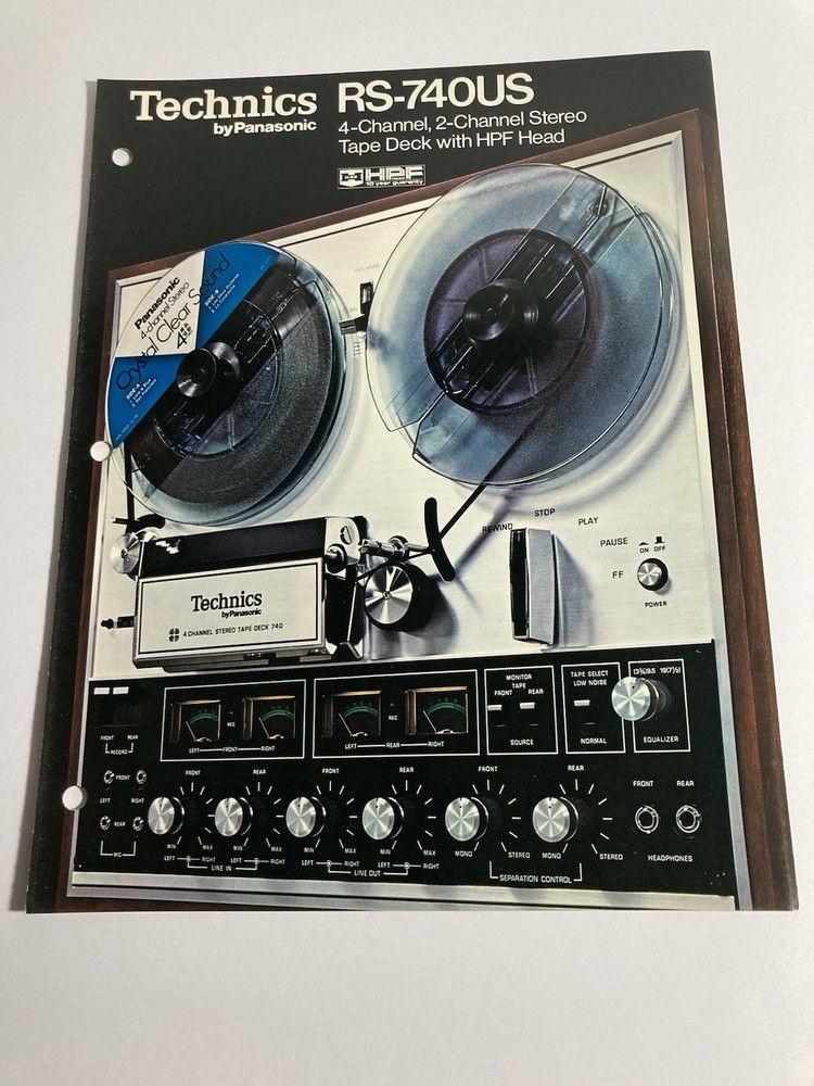 Technics RS-740US 4-channel 2-Channel Stereo Tape Deck Vintage Brochure Rare