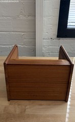 A.L.S. Industries Wood Tambour Roll Top Cassette Tape Storage Cabinet Vintage