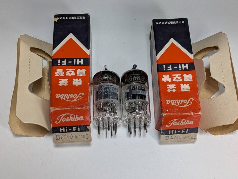 Toshiba 6AN8 Hi-Fi Vacuum Tube Pair TV-7 Tested Top Mint JAPAN