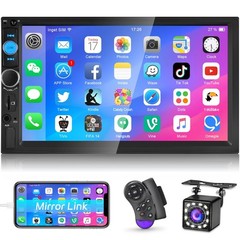 Nhopeew Double Din Bluetooth Car – 7 Inch Touch Screen Car Radio Mirror