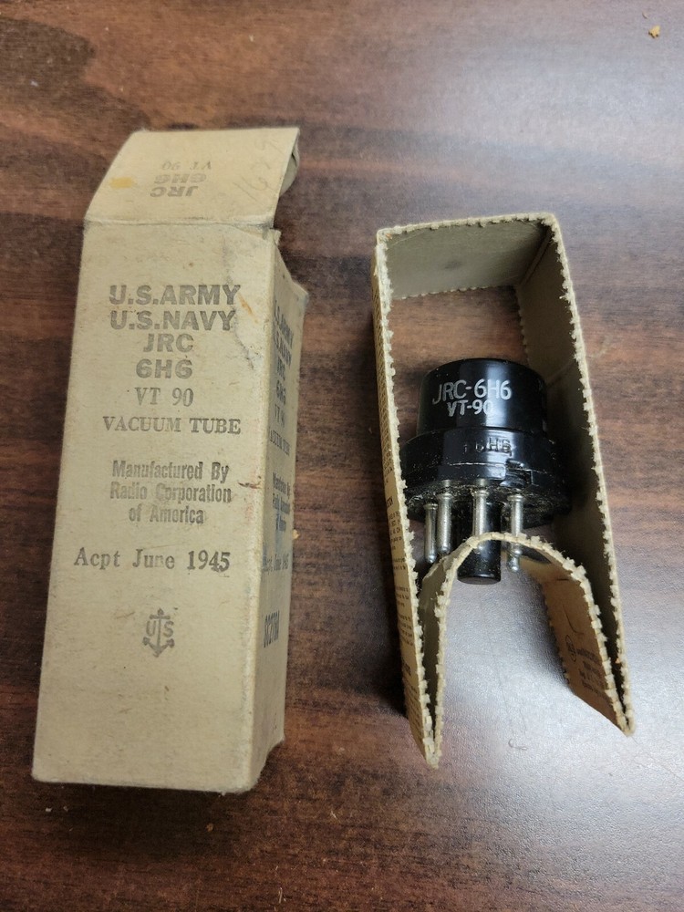 Vtg US Army Navy Radio Tube w Box JRC 6H6 VT-90 RCA June 1945 SC278A USA Rare
