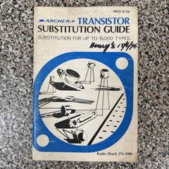 1972 Archer Transistor Substitution Guide Radio Shack 276-2000 Electronics