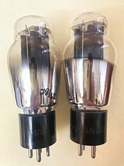 Sylvania 2A3 Top Springs Black Plate Foil Getter NOS Matched Pair