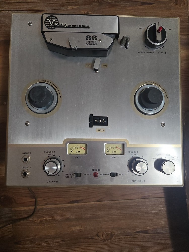 Untested Viking 86 Stereo Compact Recorder Reel To Reel With Paperwork And Box
