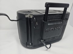Vintage TV Sony FD-555 Mega Watchman VHF/UHF B&W 4.5″ TV W/ Cassette Player