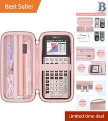 Lightweight Rose Gold Case for TI-84 Plus with Extra Pocket for Accessories