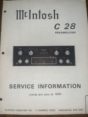 McIntosh C-28 C28 C 28 Service Manual S/N 10X01 Pre-Amplifier Original