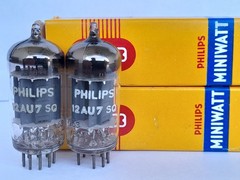 2x 12AU7 SQ ( ECC82 / E82CC / 12AU7WA ) tubes PHILIPS K63 – D foil – NOS – 1958