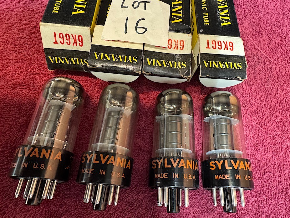 4 Sylvania 6K6GT radio tubes Zenith Philco Emerson Sentinel Greebe Bendix Arvin