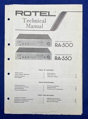 Original Rotel RA-500 550 Stereo Integrated Amplifier Technical Manual