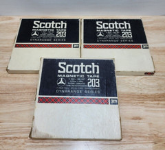 Lot of 3 Vtg Scotch 203 Dynarange Series Reel to Reel 7″ Magnetic Tape 1800 ft