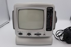 Coby CX TV1 5 Inch Portable Black White TV AM FM Radio Tested Works