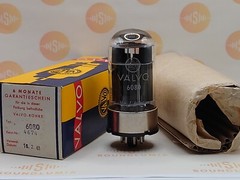 1x Valvo 6080 6AS7 Black Plates Metal Base Original Box – Hamburg ’61 – NIB NOS