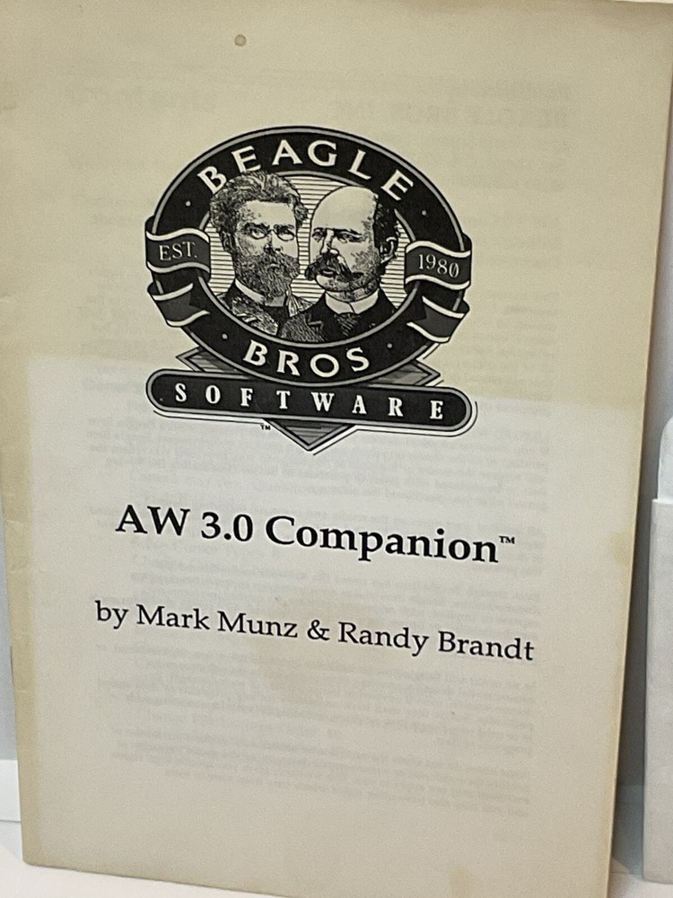 Vintage Apple Software Beagle Bros AW3.0 Companion