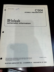 McINTOSH C504 SCHEMATIC MANUAL (SCHEMATICS ONLY) Service **ORIGINAL** SEE PICS