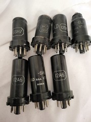 Ken Rad Set of 7 Metal Vacuum Tubes 6sh7 6ac7 12sr7 Ckr6l7 12a6 6v6