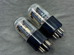 (2) GE 6SN7GTB Short Bottle Tubes Ring Sidegetters Bridged Filament Test Strong