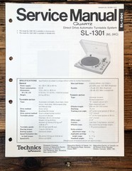 Technics SL-1301 Record Player / Turntable Service Manual *Original*