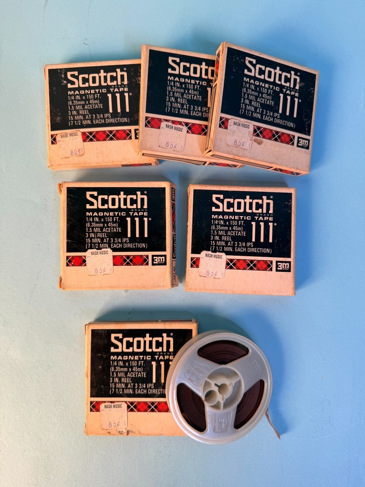 Vintage Lot 7 Scotch 111 3-inch reels 1/4″ x 150 ft. Magnetic Tapes