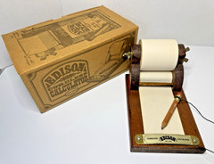 Vintage Edison Cordless Calculator 1979 New w/Box Wooden Desktop Collectible