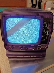 jWIN JV-TV1011 B/W 5.5” TV AM/FM Radio Combo Portable – Transparent Blue WORKS