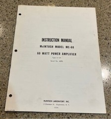 McIntosh MC 60 Instruction Manual Original Tube Amplifier Amp R25-28