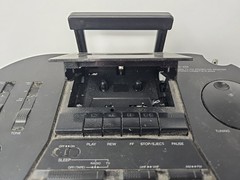 Vintage TV Sony FD-555 Mega Watchman VHF/UHF B&W 4.5″ TV W/ Cassette Player