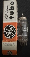 12BH7 GE Halo Getter Long Pewter Plates Tube Balanced Triodes Tests NOS NIB Rare