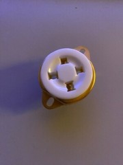 TUBE SOCKET – 4 Pin Ceramic – Chassis (TOP) Mount – Gold – (1pc) for 300B