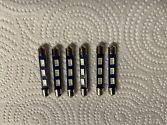 (6)COOL BLUE 43MM-6.3V-LED FESTOON LAMP/ MX110-MX112-MX113 McIntosh DIAL Bulbs