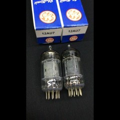 MATCHED PAIR GE 12AU7 Pewter Plate Horseshoe Getter PREMIUM Vacuum Tubes 5.9319