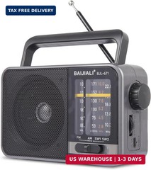 Retro 4-Band AM/FM/SW Portable Radio with USB Power and Rechargeable Battery