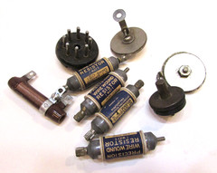 Group 9 Old Radio Repair Parts IRC Resistors and Other Antique Electronic TV etc